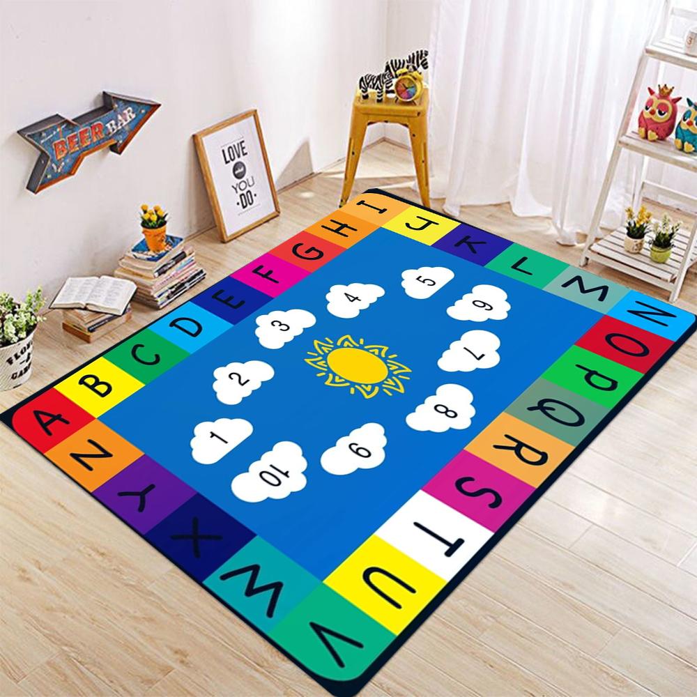 Tappeto Grande Colorato ABC Numeri Animali Alfabeto con Area Conteggio Tappeto Antiscivolo per Camera Bambini Decorazione Casa