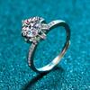 925 Sterling Silver Ring Female Bud Bouquet Four-Claw 18K White Gold Heart Bouquet One Carat Diamond Ring