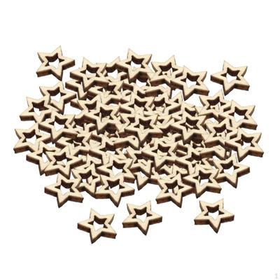 100 Pieces Hollow Star Unfinished Wood Cutouts Multipurpose Hoops for Party