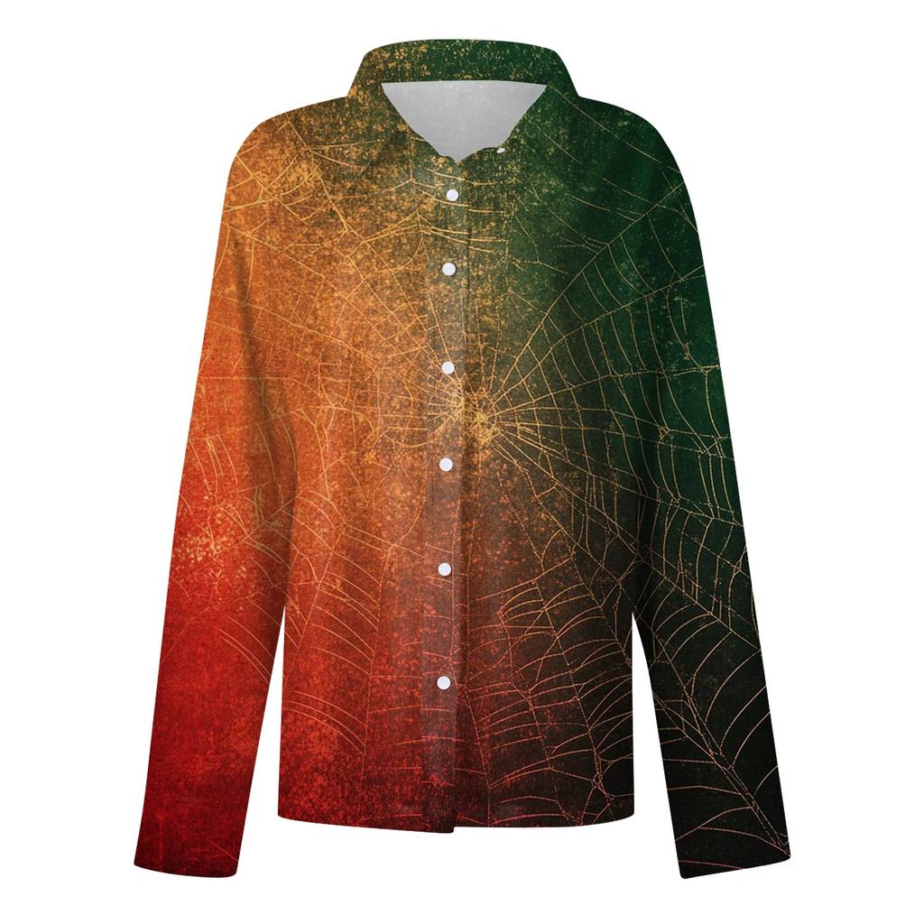 Dámská košile halenka s potiskem tlačítka s dlouhým rukávem ležérní základní košilový límec s běžným topem