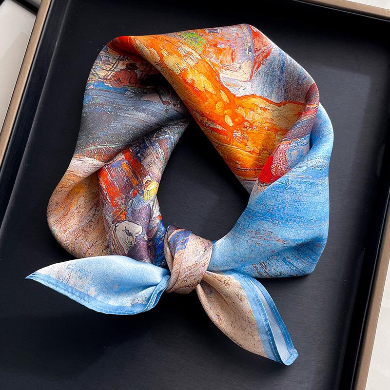 

100% Real Silk Scarf Women Square Print Neck Shawls Wraps for Ladies Foulard Scarves Pashmina Neckerchief Hijab Bandana bufanda Real Silk 53x53cm