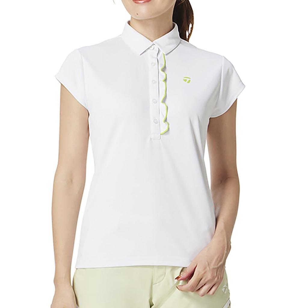 TaylorMade T-ICE Frilled C/S Polo Shirt, White, Size L, Women's, 2025SS UN696