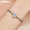 WOSTU 925 Sterling Silver Fatima's Hand Základní řetízkový náramek s hadím řetízkem pro ženy DIY Modré Zirkonové jemné šperky