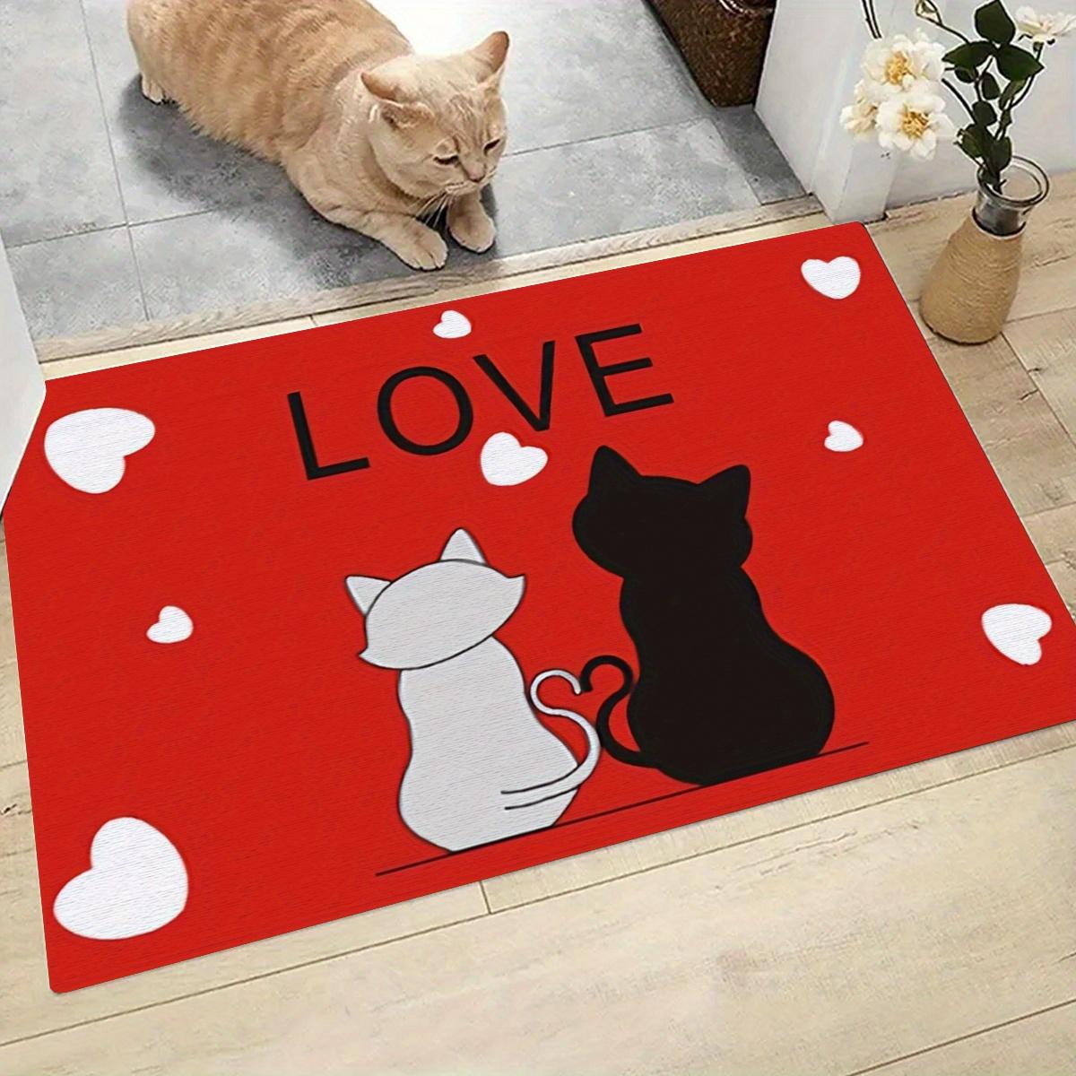 

1PC love cat pattern entrance door mat, dustproof carpet, bedroom, living room, bathroom floor mat, home decoration 50x80cm