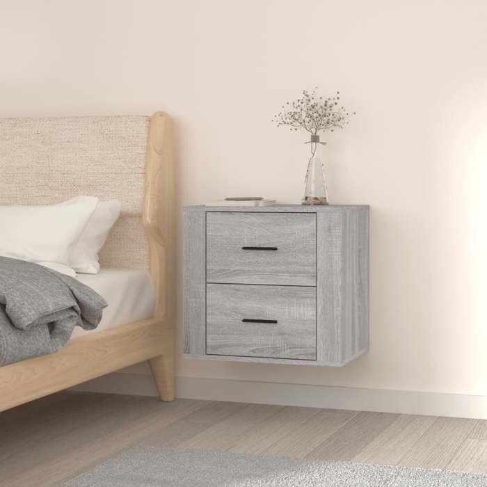 816862 vidaXL Wall-mounted Bedside Table Sonoma Grey 50x36x47 Cm
