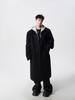 Men's Black Wool Trench Coat - Korean Style, Mid-Length, Over-the-Knee for 2025 Spring/Autumn