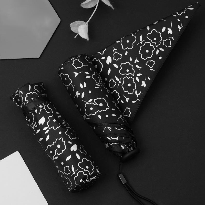 

Мини-зонт Flora для женщин, портативный пятискладной зонт от солнца для девочек, легкий зонтик, роскошный роскошный зонтик чёрный