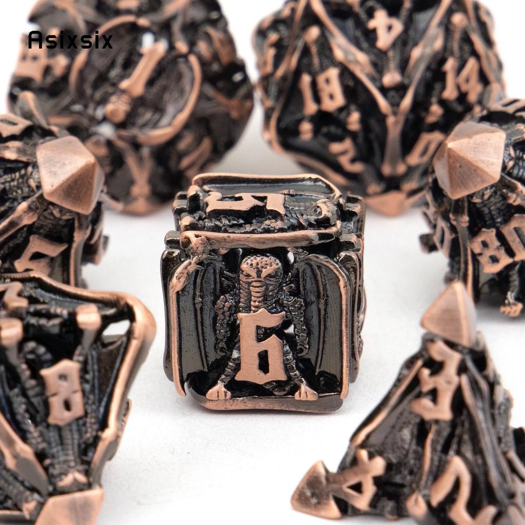 7 ks Copper Bat Kovové kostky Pevný kov Polyedrická sada kostek Vhodné pro RPG stolní hry Karetní hra