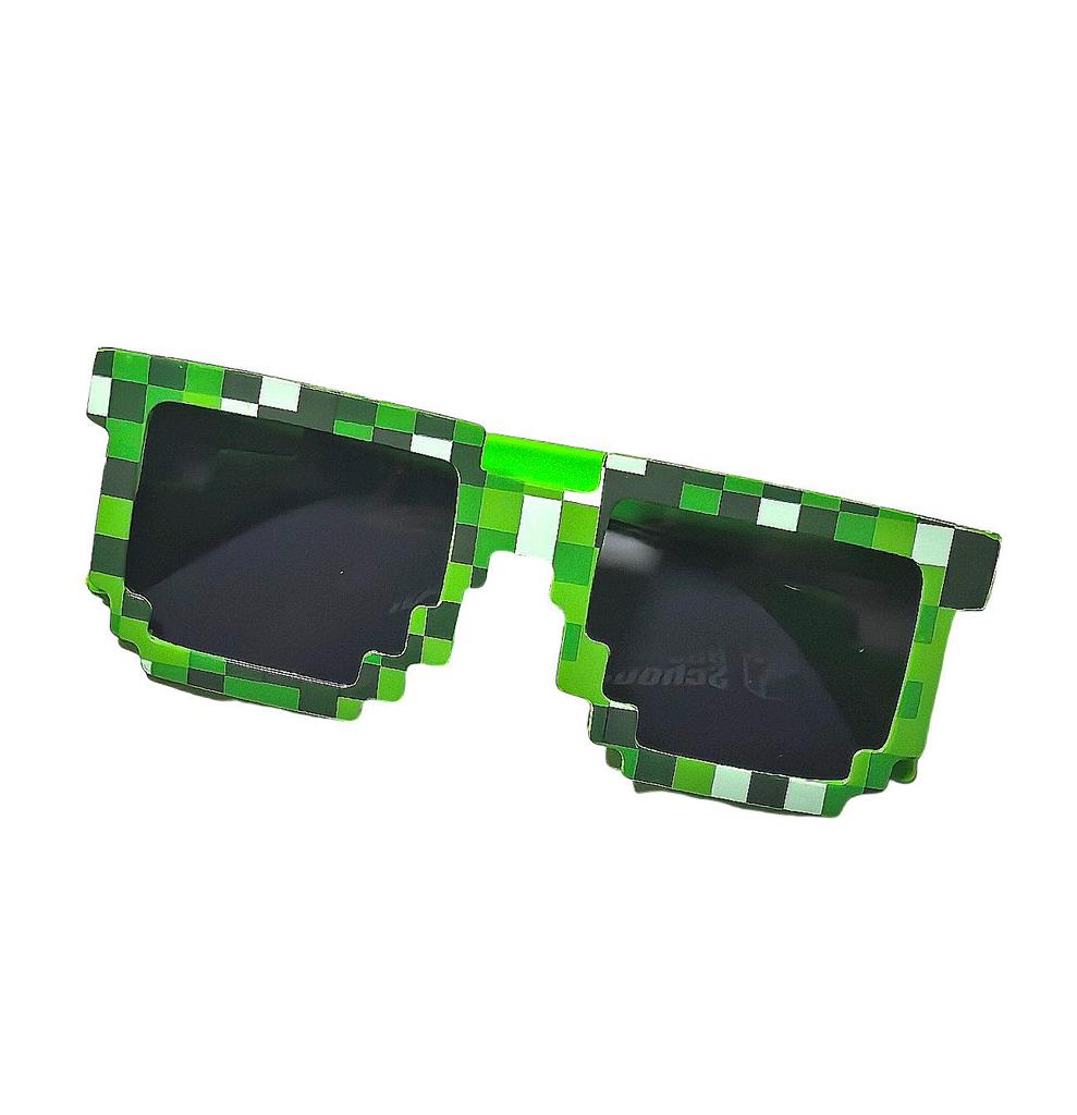 Pixelated Square Mosaic Anime-Style Sunglasses - Trendy Rectangular Frames