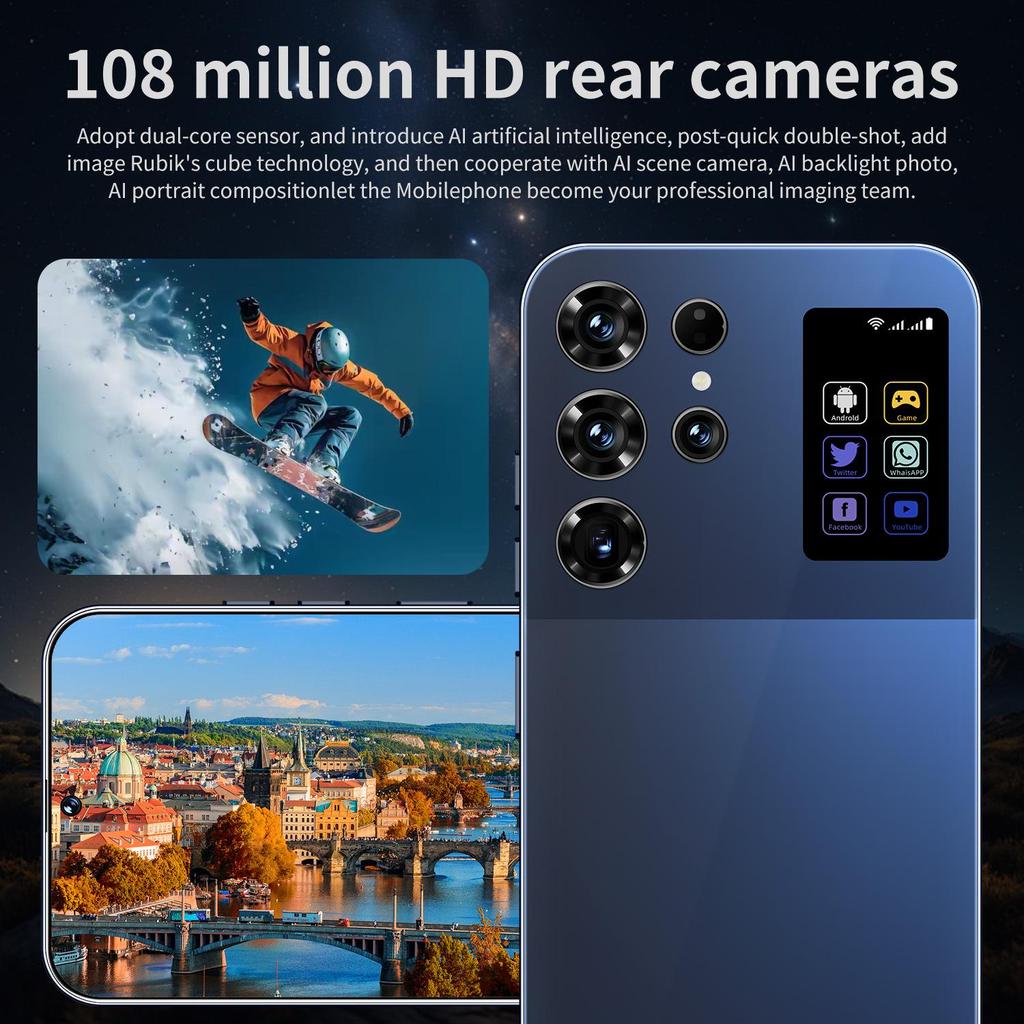 S26 Ultra 5G Smartphone: Android 7.3, 16GB RAM, 1TB Storage, Large Screen, Flagship Model.