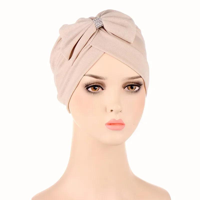 Bowknot Turban Indian Women Muslim Hijab Stretch Chemo Cap Cancer Hat Hair Loss Cover Head Scarf Wrap Beanies Bonnet Headwear