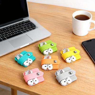 Silicone Cable Winder With Snap Closure, Desk Data Cord Organizer And Storage, Promotional Gift Wire Management Tool
