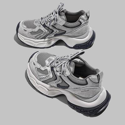 Cowhide Version Early Autumn New Leather Platform Shoes Women's Black Mesh Muffin Sole Casual Shoes