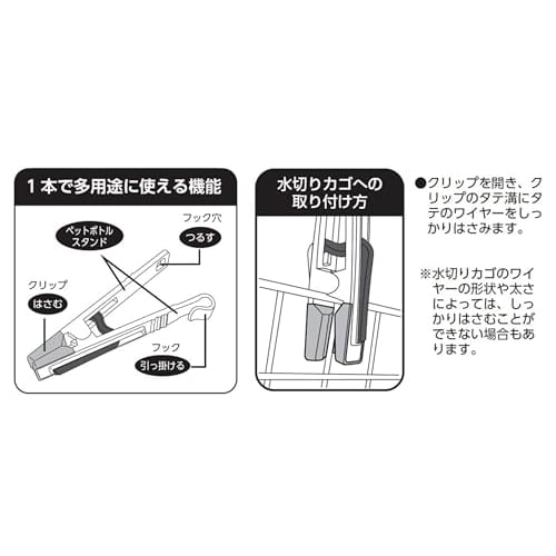 Pearl Metal Multi-Clip Set of 2 for Draining, Zipper Bags, Plastic Bottles, and Sponges, Made in Japan, Zip Clear, HC-254