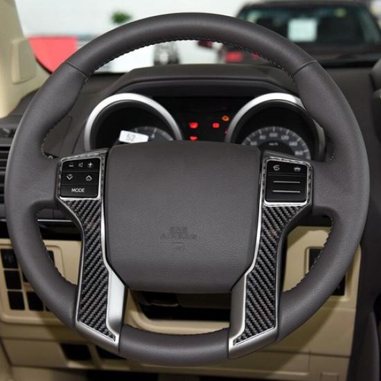 Carbon Fiber Steering Wheel Cover Trim For Toyota Land Cruiser Prado 2010-18