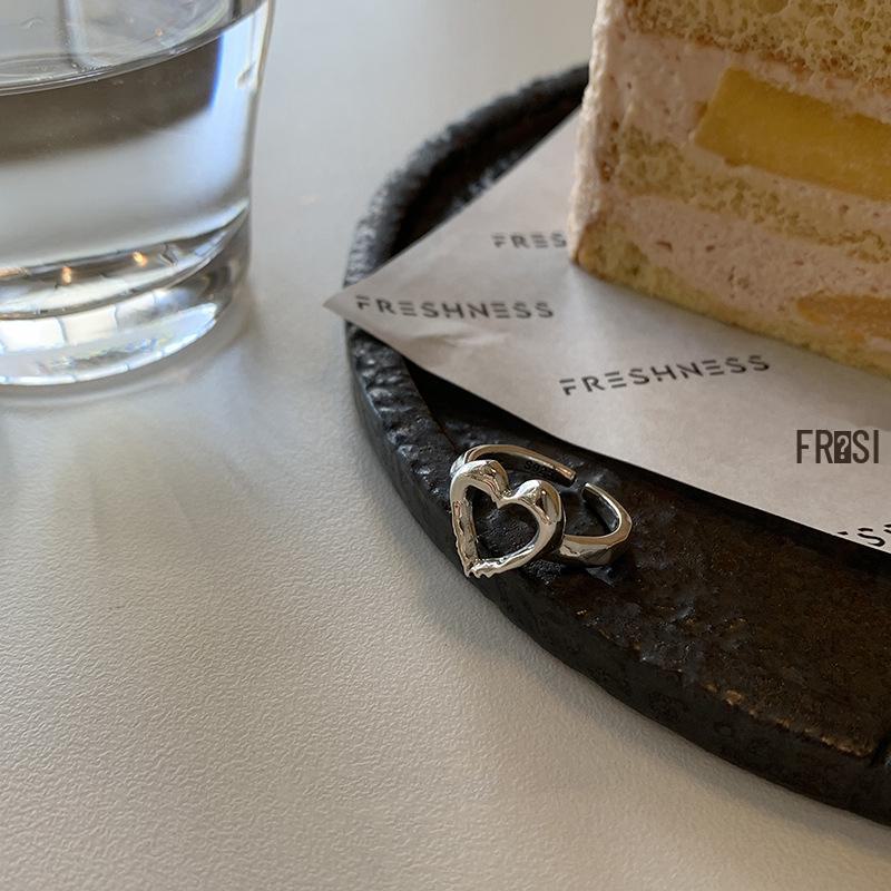 

Кольцо в форме ретро-сердечка из стерлингового серебра 925 пробы — элегантный, высококачественный, модный, открытый дизайн для женщин Adjustable