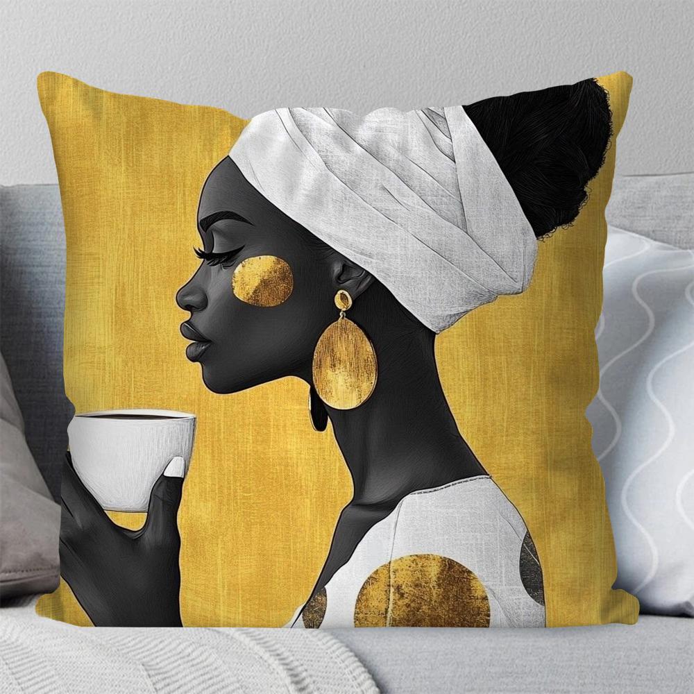 African Women Pillow Case Square Pillow Bedroom Sofa Leisure Comfort Cushion Car Living Room Home Decoration 40X40