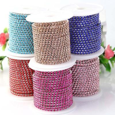 Multicolor Glass Rhinestone Fringe Trim Crystal Diamond Claw Chain Trimming Rhinestone Cup Chain  for Christmas Gift