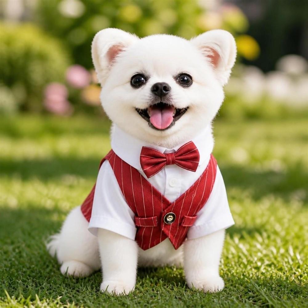 Lightweight Dog Wedding Suit Short Sleeve Spring Suit Shirt Pet Tuxedo Outfit  for Teddy Dogs