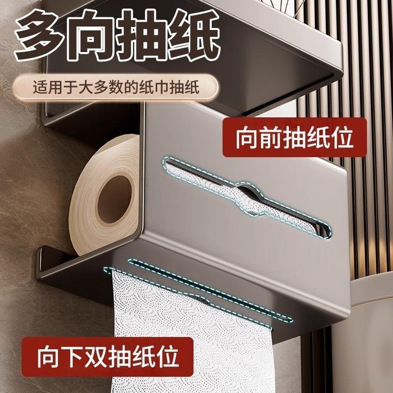 Toilettenpapierhalter Ohne Bohren Badezimmer Mehrzweck-Aufbewahrungsregal Toiletten-Wand-Tissuebox Mehrschichtiger Haken