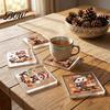 Double Sided Printed Drink Coasters 4Pcs Maple Leaf Squirrel Acrylic Coaster, 2D Reversible Cup Mat for Coffee Halloween Brain Pattern Table