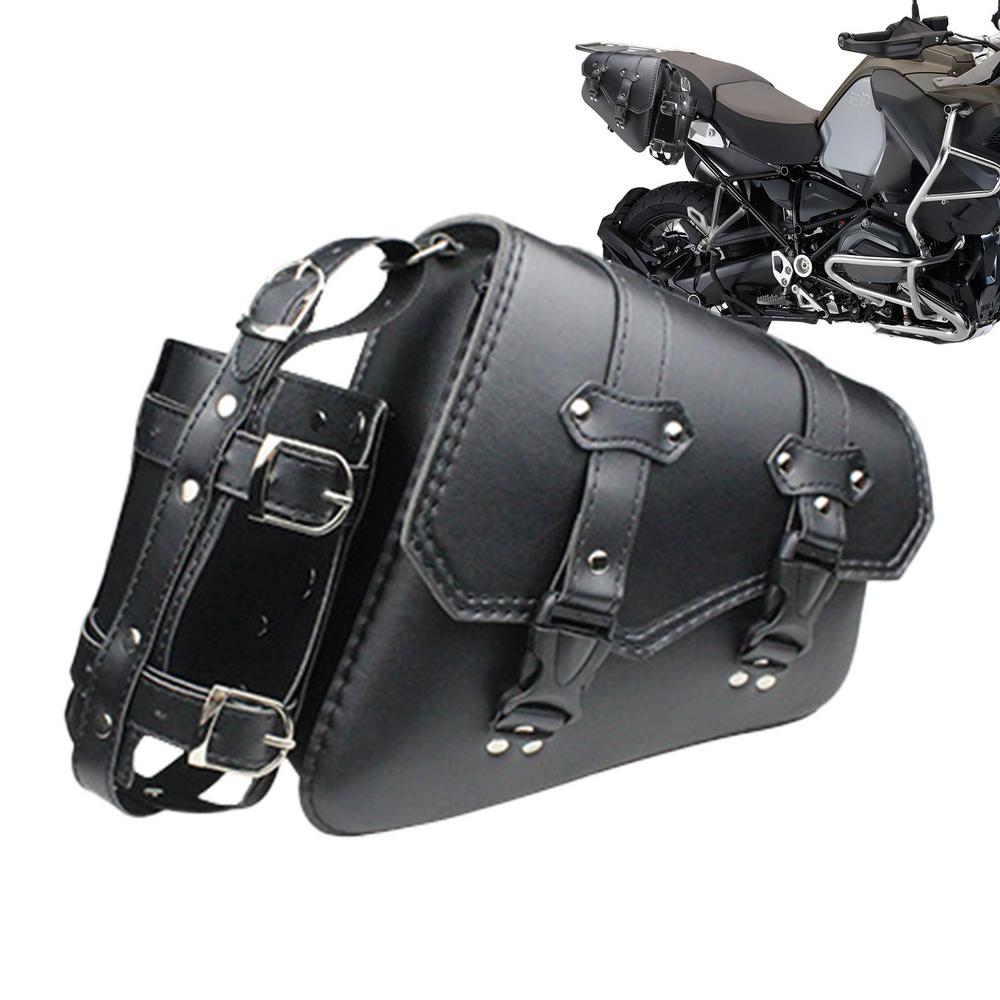 Motorcycle Side Saddlebags Side Bag Saddle Storage For Motorbike Waterproof Leather Motorcycle Side Tool Bag With Bottle Holder