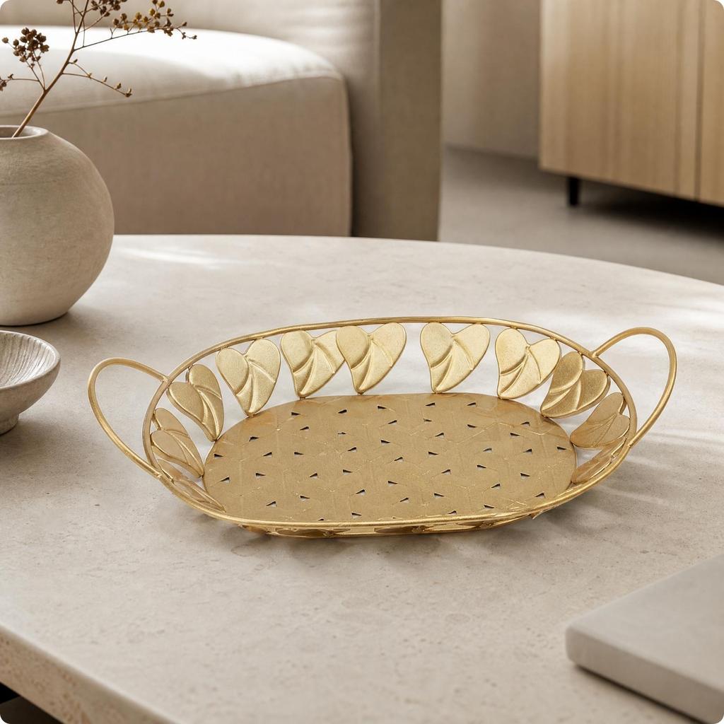Elegant Decorative Tray with Handles Openwork Serving