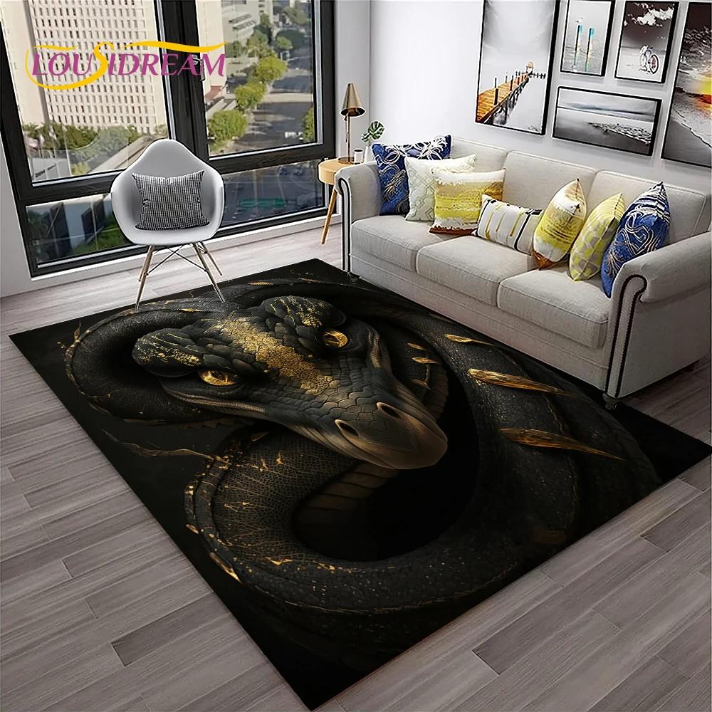 Gothic Serpent Viper 3D Python Snake Carpet Rug for Home Living Room Bedroom Sofa Doormat Decor,kids Area Rug Non-slip Floor Mat