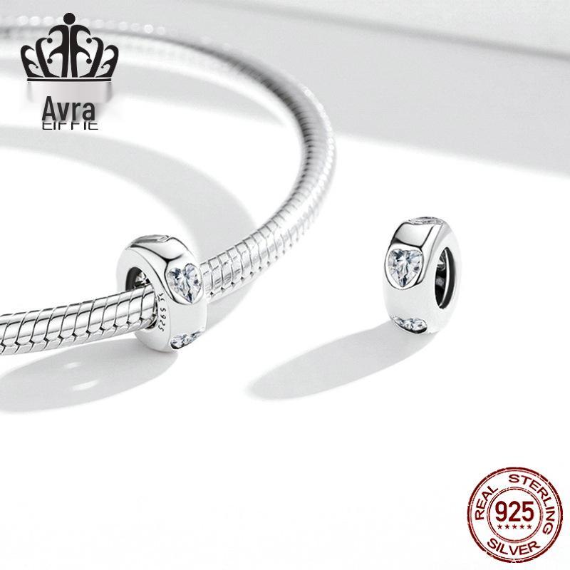 Pure Heart Sterling Silver Zircon Bracelet with Heart-Shaped Spacer Beads