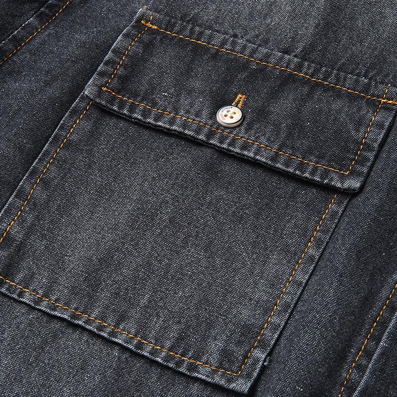Herren Retro Zweitaschen Langarm Denimhemd für Herren KTB
