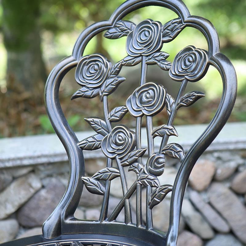 Three-Piece Wrought Iron & Cast Aluminum Outdoor Furniture Set for Balcony, Patio, or Villa Garden