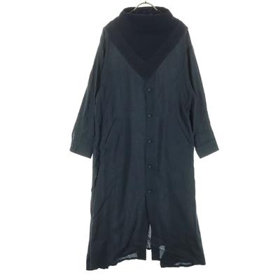 Bedsidedrama Made In Japan Long Sleeve Shirt Dress Navy Switching Knit Women Used