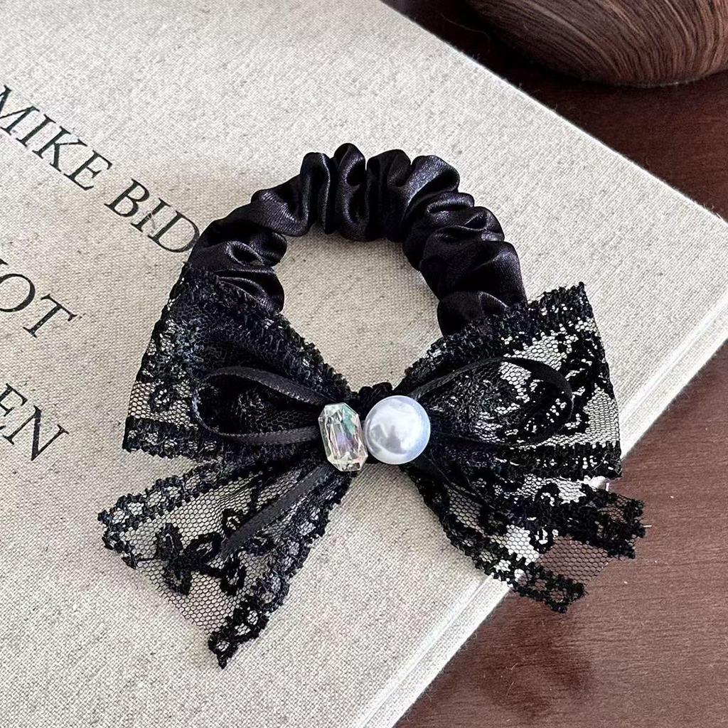 Rhinestone Pearl Elegant Large Hair Tie for Ponytails and Buns