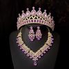 New Bridal Crown Three Piece Suit Wedding Crown Tiara Necklace Earrings Korean Super Fairy Wedding Dress Accessories