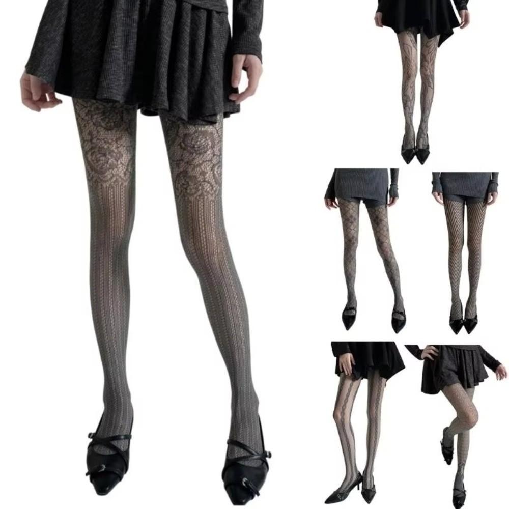 Personality Thin Floral Lace Tights Sexy Breathable Hollow Out Pantyhose High Elastic Silk Pantyhose Daily Wear
