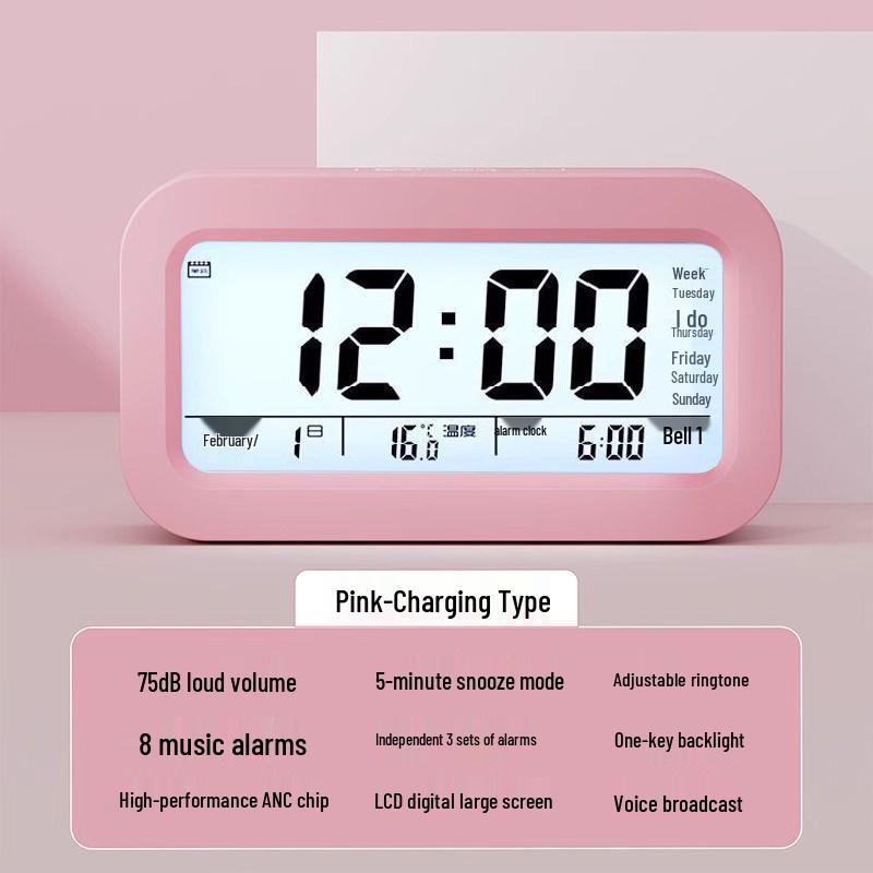 Smart Multi-functional Desktop Alarm Clock with Mute Mode and Long Battery Life