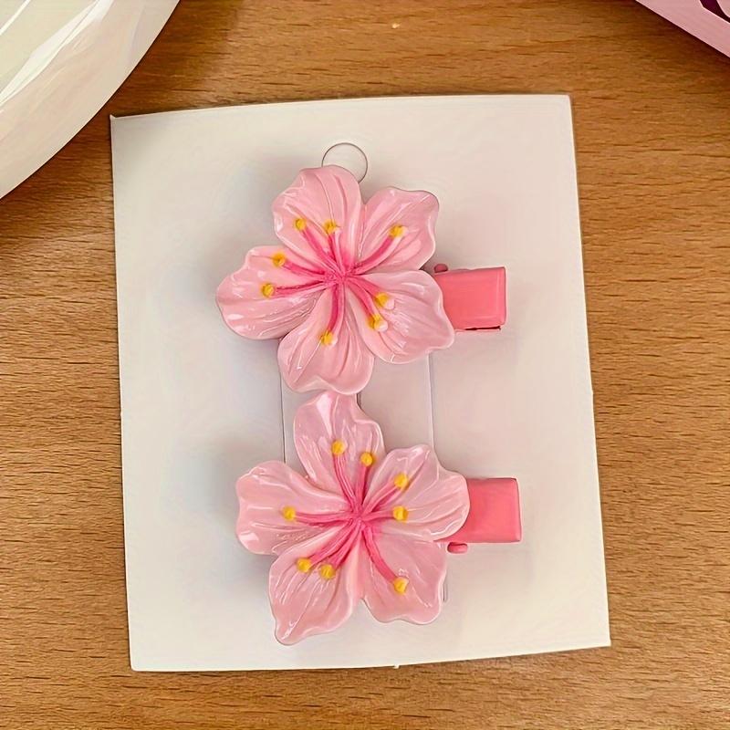 

Women s Pink Cherry Blossom Hair Clip with Wavy Edge, Hair Ring, Headband, Hairpin that Doesn t Damage Hair