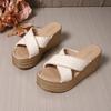 Women Fashion Cross Band High Heels Slippers Woman Plus Size Thick Sole Summer Sandles