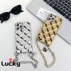 Diamond Plating Camera Protection Phone Case Pear Chain For IPhone 15 Pro Max 14 15 Plus 13 12 Pro 11 Promax with Bracelet