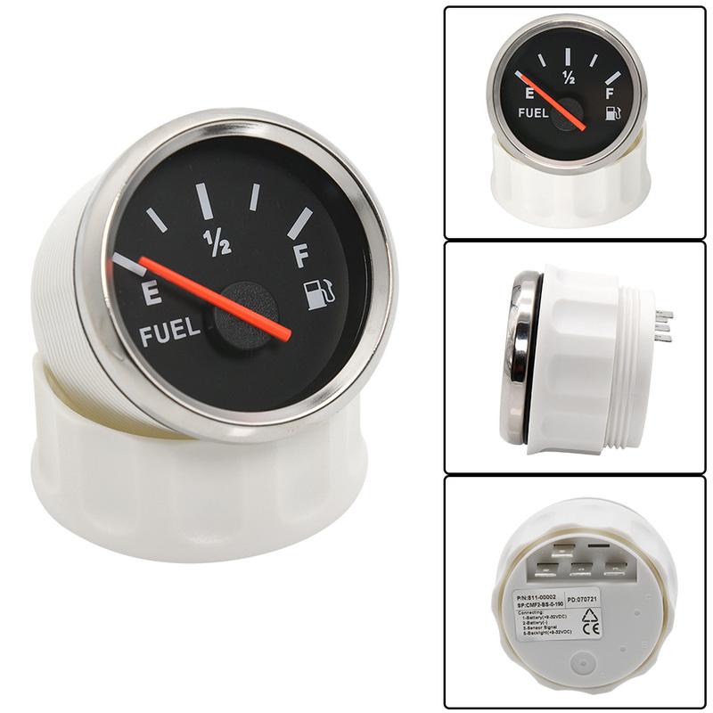 Červené světlo 2" 52mm palivoměr se snímačem hladiny paliva z nerezové oceli 0~190 ohmů pro auto, auto, loď, jachta, námořní 12V 24V