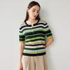 Zhaojun Women's Silk Blend Striped Round Neck Knit Top