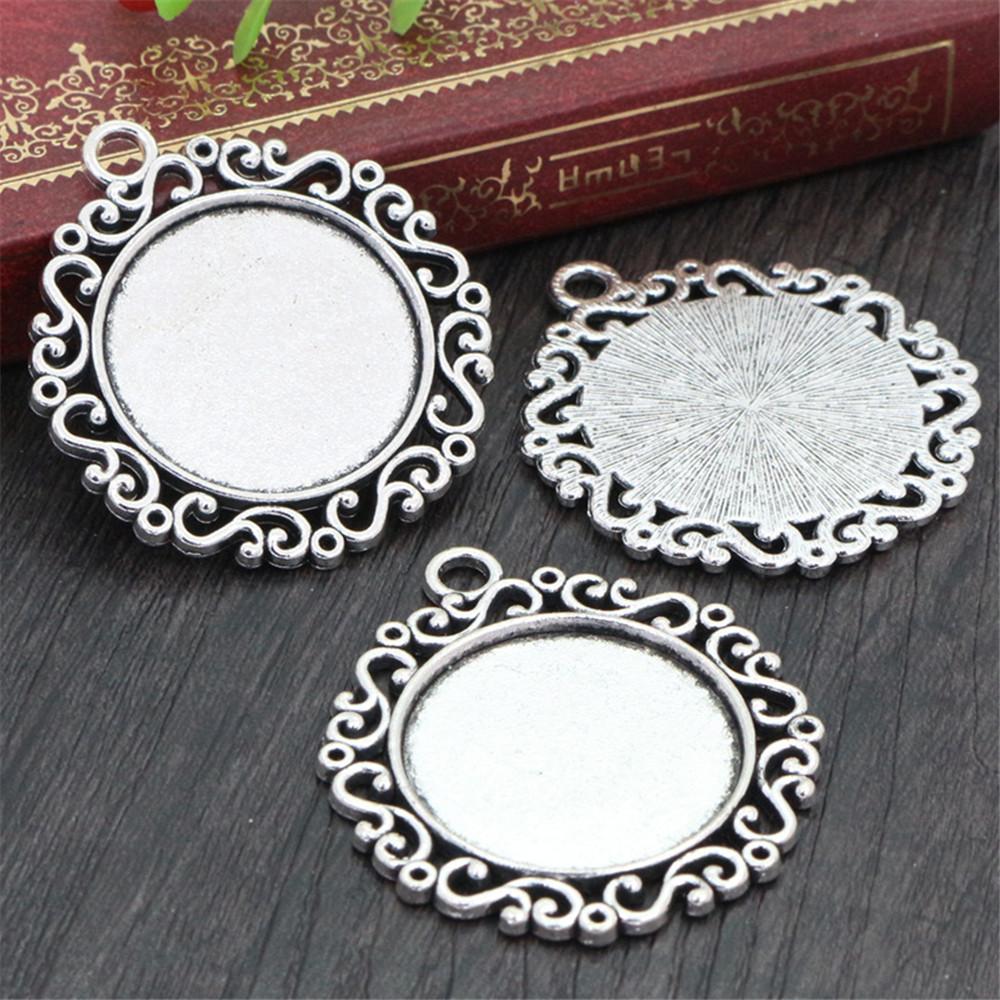 5pcs 25mm Inner Size Pendant Cabochons Blank Base Setting Bezel Tray Alloy DIY Jewelry Making Accessories for Necklace Keychains