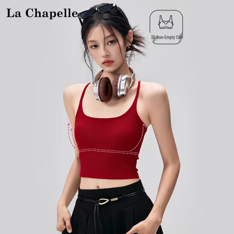La Chapelle Women's Racerback Built-in Bra Cropped Camisole