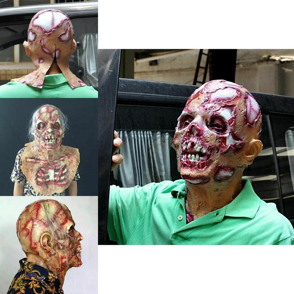 Bloederig en griezelig Halloween volwassen zombie masker voor een eng volledig gezichtseffect