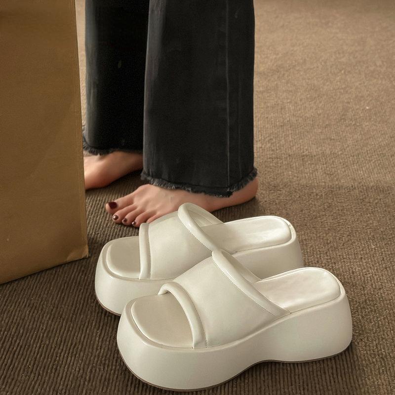 Summer Denim Blue Slippers Fashion Open Toe Women Slides Ladies Comfort Thick Sole Wedges Beach Vacation Sandalias Flip Flop