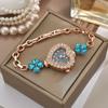 Daily Rhinestone Quartz Watches Diamond Studded Watch Strap with Adjustable Bracelet Heart Shaped Watch Women Wristwatch Gift