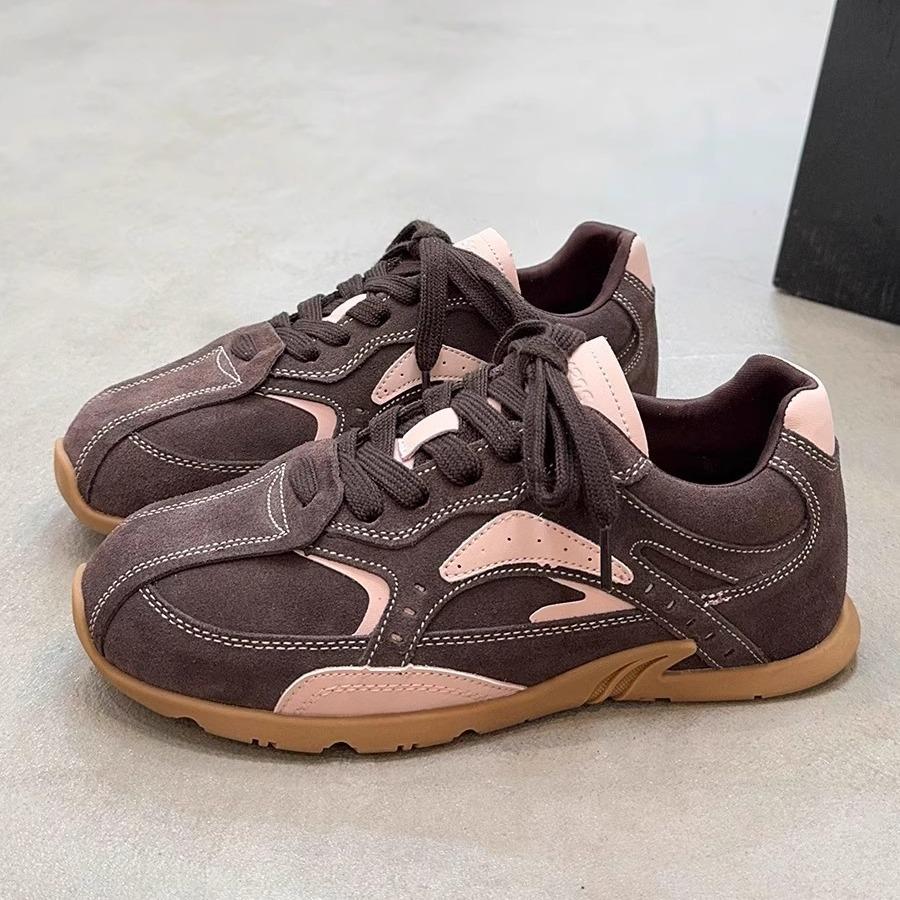 Retro style German training shoes women's flat-bottomed casual sports shoes 2025 autumn new popular thin leather Forrest Gump shoes