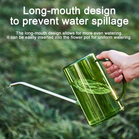 Garden Watering Can Steel Spout Transparent Body with Long Stainless Non-Slip Handle Watering