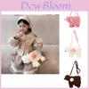 Adorável Bolsa de Cachorro Poodle de Pelúcia de Crochê de Inverno Artesanal Para Crianças em Marrom Rosa e Branco