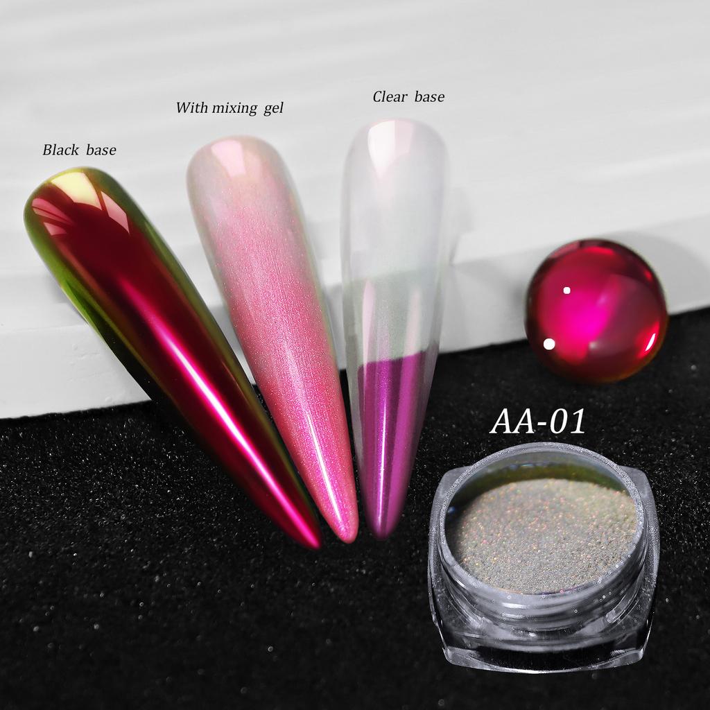 Candy Colored Magic Mirror Powder For Nails Chameleon Glitter High-Light Iridescent Diamond Holographic Rainbow Eyeshadow Dust